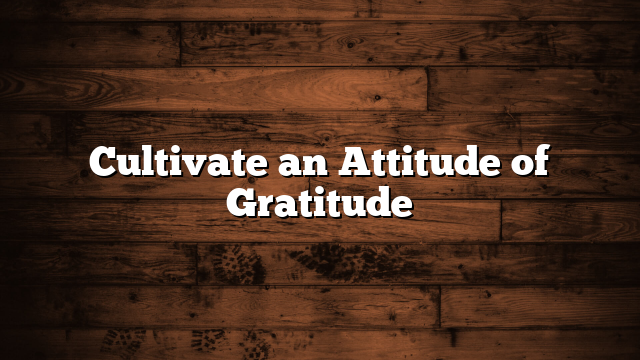 Cultivate an Attitude of Gratitude